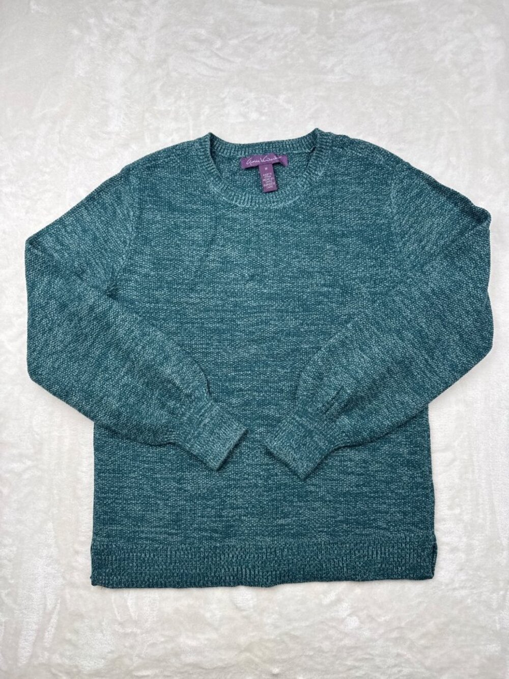 Gloria Vanderbilt Womens Medium Teal SweaterCrewneck Long Sleeves